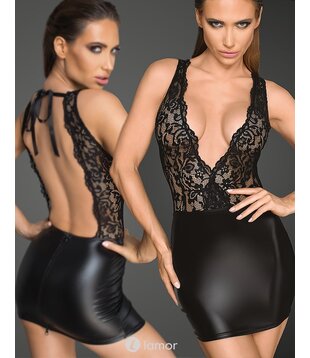 Mini jurkje van wetlook met kant