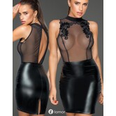 Wetlook Mini jurk met borduursel en tulle delen van Noir Handmade - MissBeHaved Collection