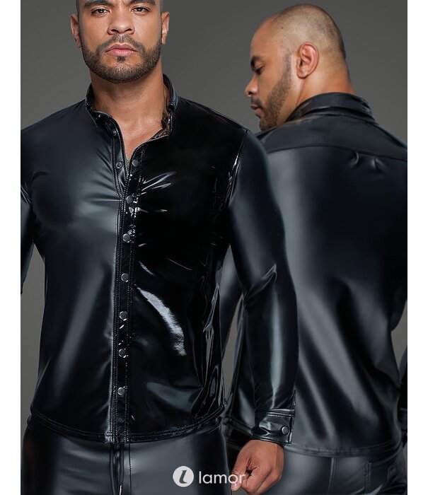 * NOIR handmade Stijlvol Heren shirt wetlook met PVC van Noir Handmade