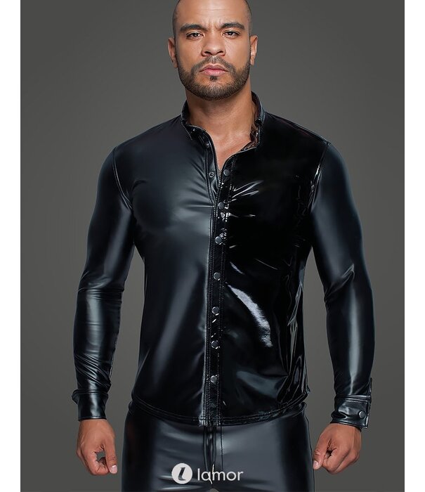 * NOIR handmade Stijlvol Heren shirt wetlook met PVC van Noir Handmade