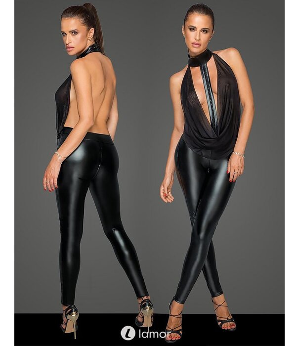 * NOIR handmade Catsuit met tule top en choker van Noir handmade -MissBeHaved Collection