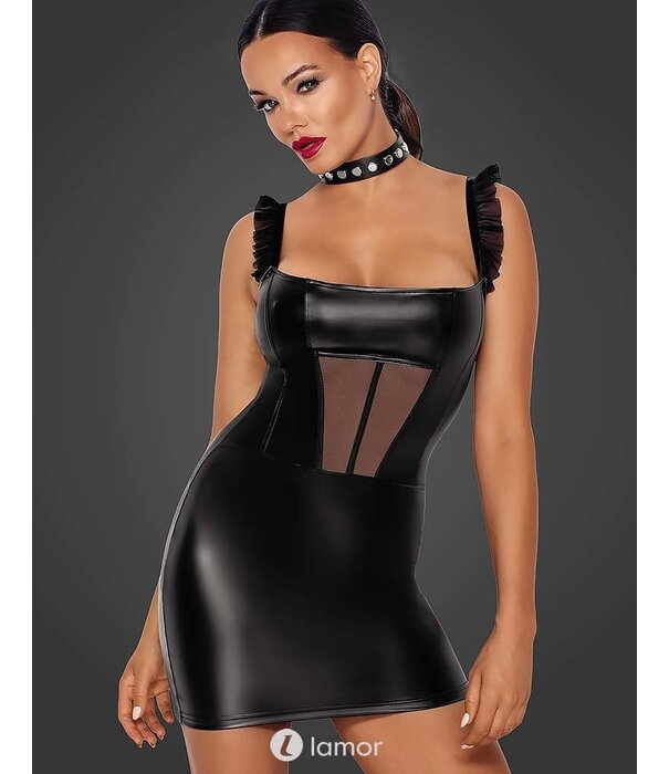 * NOIR handmade Sexy Wetlook mini jurk met Tule inzet van Noir Handmade  uit de collectie Fucking Fabulous