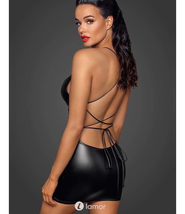 * NOIR handmade Wetlook mini jurk met vetersluiting op rug van Noir Handmade uit de collectie Fucking Fabulous