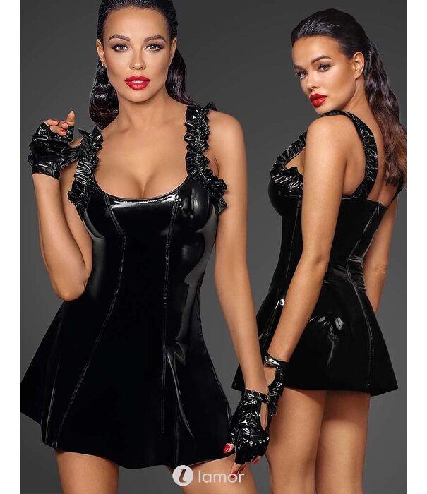 * NOIR handmade Lak  jurk met klokrok  Noir Handmade Fucking Fabulous Collection