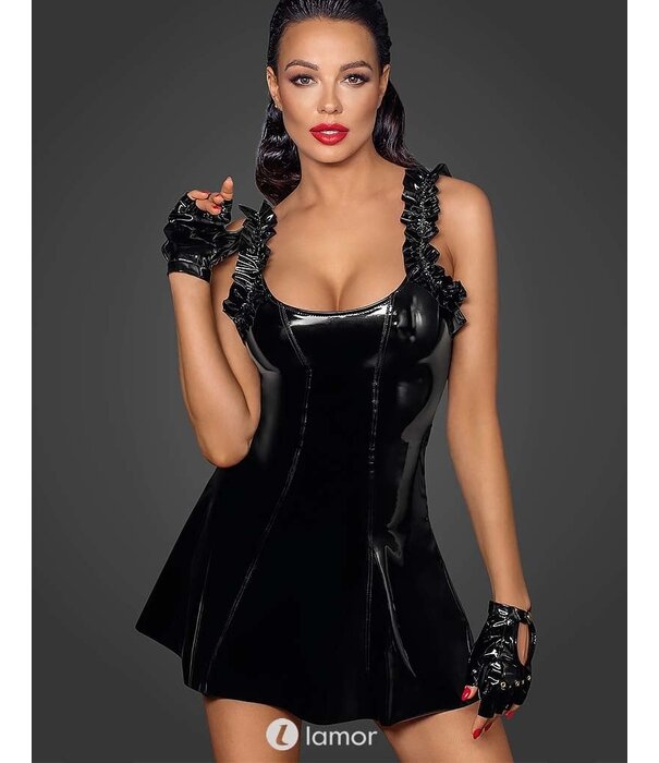 * NOIR handmade Lak  jurk met klokrok  Noir Handmade Fucking Fabulous Collection