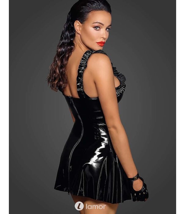 * NOIR handmade Lak  jurk met klokrok  Noir Handmade Fucking Fabulous Collection