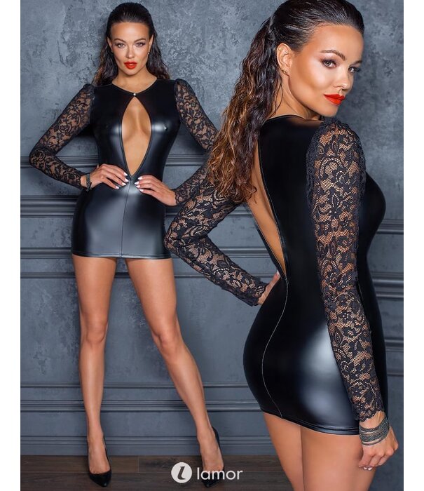 * NOIR handmade Mini jurkje met diep decolettÃƒÂ© en lange mouwen van Noir Handmade Fucking Fabulous  Collection