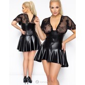 Wetlook jurk met klokrok -F267  Noir Handmade Curves Collection
