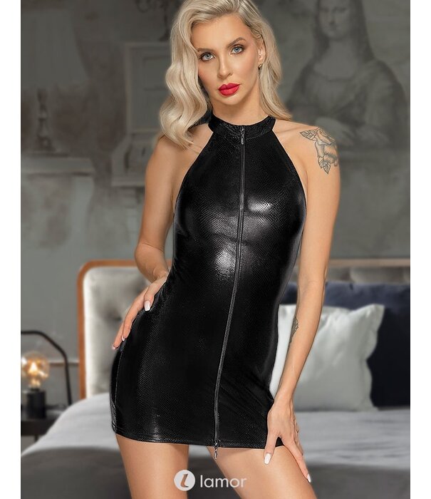 * NOIR handmade Wetlook jurkje met 2-weg rittsluiting van Noir Handmade  Boudoir stories