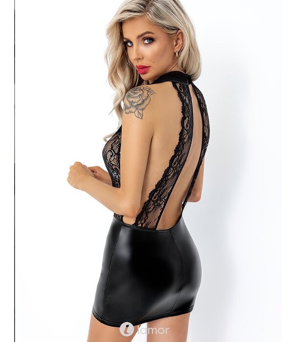 * NOIR handmade Wetlook mini jurkje mer kant  van Noir Handmade boudoir stories