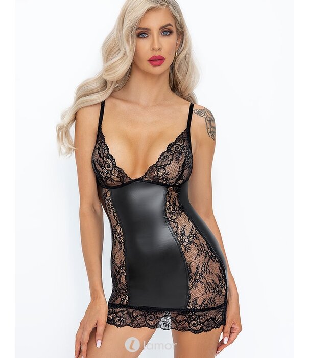 * NOIR handmade Wetlook mini jurk met kanten cups- F282  van Noir Handmade  Boudoir stories