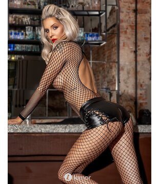 Wetlook Short met veteraccent -F292