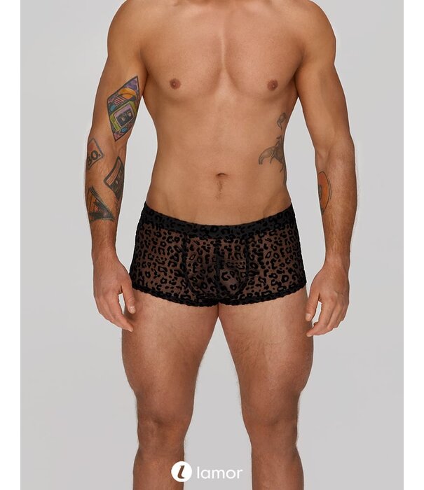 * NOIR handmade Leopard Flock heren short van Noir Handmade
