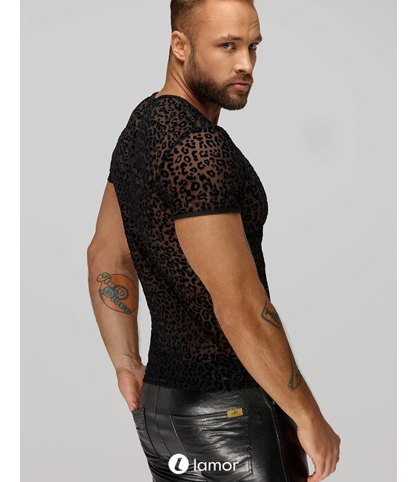 * NOIR handmade Stijlvol Leopard Flock Heren T-Shirt van Noir Handmade