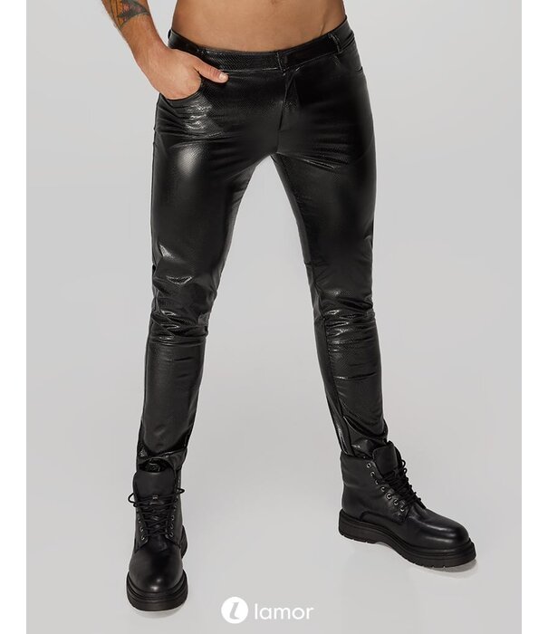 * NOIR handmade Heren wetlook broek met slangen ReliÃƒÂ«f van Noir Handmade