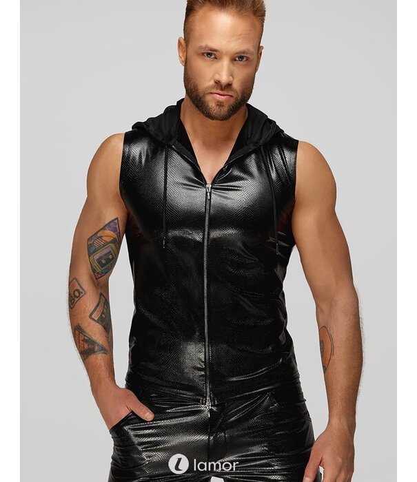 * NOIR handmade Wetlook Heren Hoodie met slangen reliÃƒÂ«f van Noir Handmade