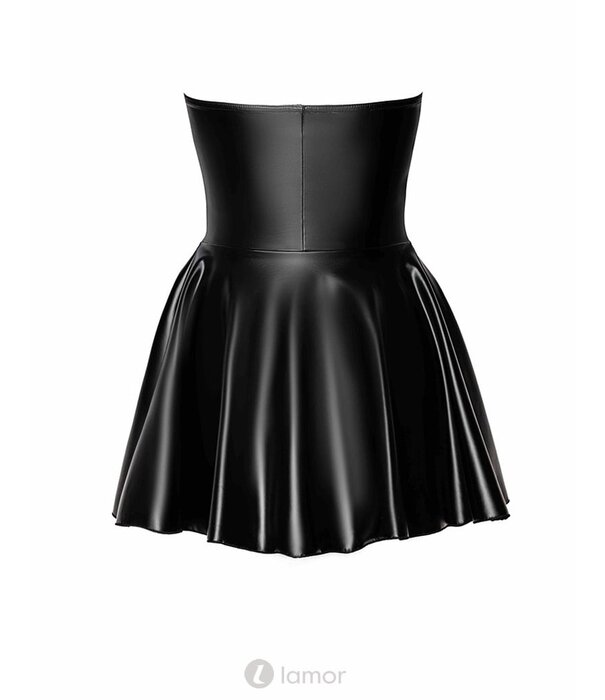 * NOIR handmade Strapless wetlook jurk met klokrok  Noir Handmade Libido Collection