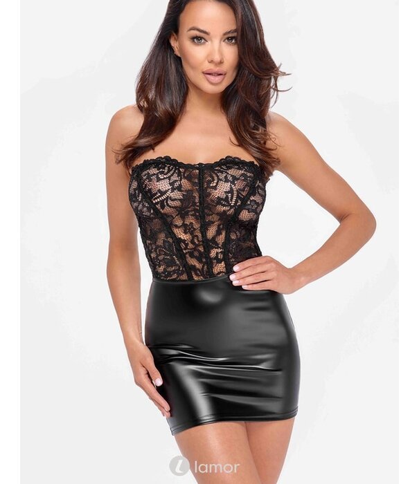 * NOIR handmade Wetlook met kant korsetjurk van Noir Handmade  Libido