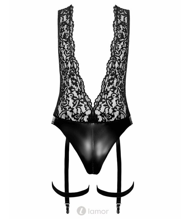 * NOIR handmade Wetlook body met kant,en jarretels van Noir Handmade  Libido
