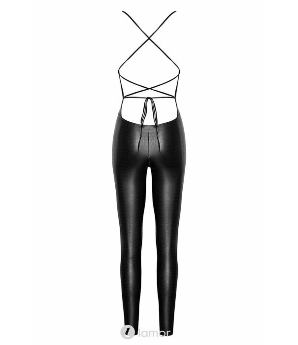 * NOIR handmade Wetlook catsuit met krokodillenmotief en vetersluiting op de rug van Noir Handmade Libido
