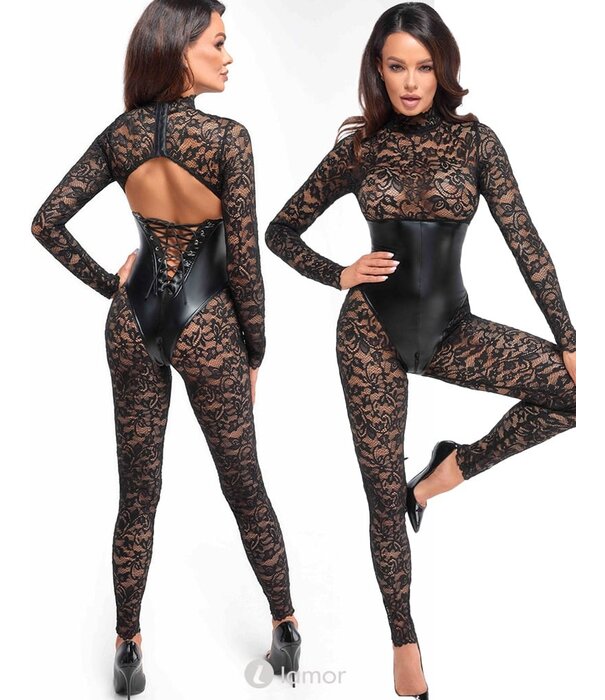 * NOIR handmade  Catsuit met onderborstkorset met bloemen print van Noir Handmade Libido