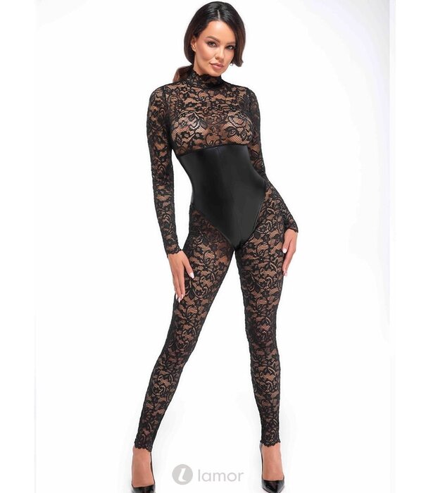 * NOIR handmade  Catsuit met onderborstkorset met bloemen print van Noir Handmade Libido
