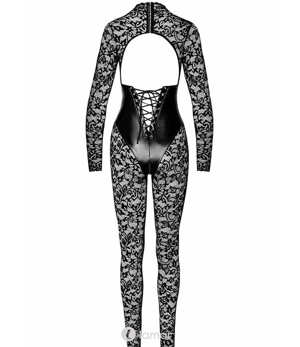 * NOIR handmade  Catsuit met onderborstkorset met bloemen print van Noir Handmade Libido