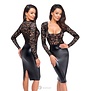 Wetlook halflange jurk met kant van Noir Handmade uit de collectie Libido