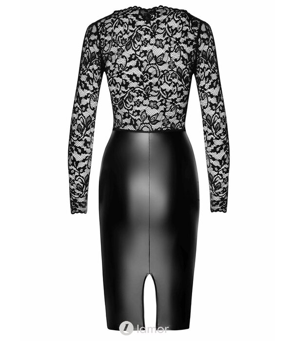 * NOIR handmade Wetlook halflange jurk met kant van Noir Handmade uit de collectie Libido