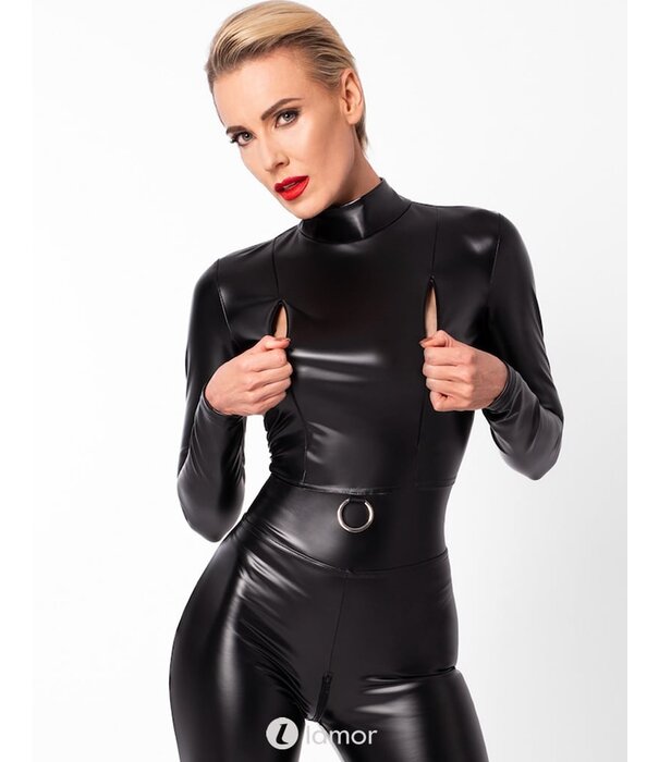 * NOIR handmade Wetlook catsuit met rittsluiting Noir Handmade Projectfetish