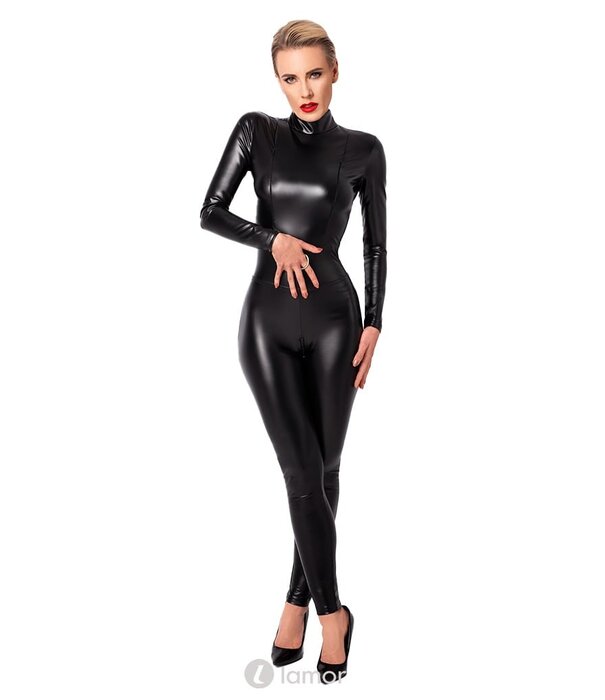 * NOIR handmade Wetlook catsuit met rittsluiting Noir Handmade Projectfetish