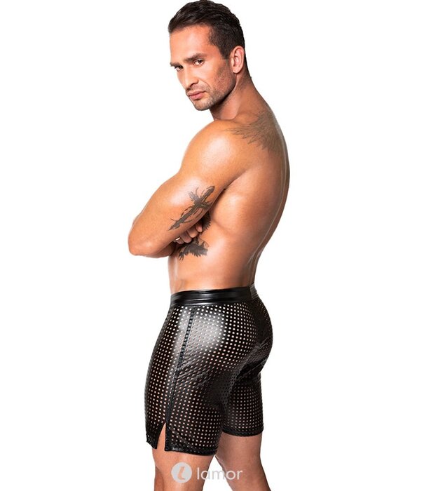 * NOIR handmade Wetlook Heren short met veter van Noir Handmade Chaos Collection    -