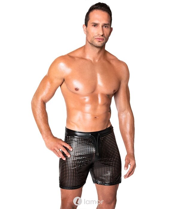 * NOIR handmade Wetlook Heren short met veter van Noir Handmade Chaos Collection    -