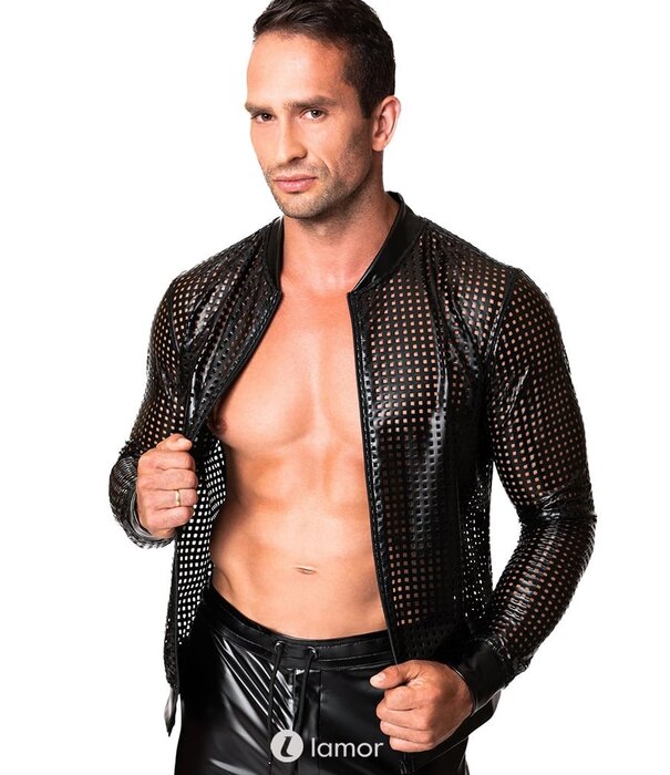 * NOIR handmade Sexy Powerwetlook heren Jackgeperforeerd van Noir Handmade Chaos Collection