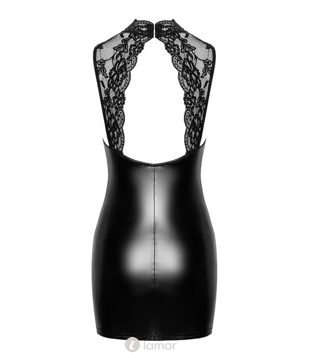 * NOIR handmade Wetlook mini jurkje Pandora met kant  van Noir Handmade Orgia Collection