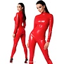 Rode wetlook catsuit Chimera met rittsluiting Noir Handmade Orgia