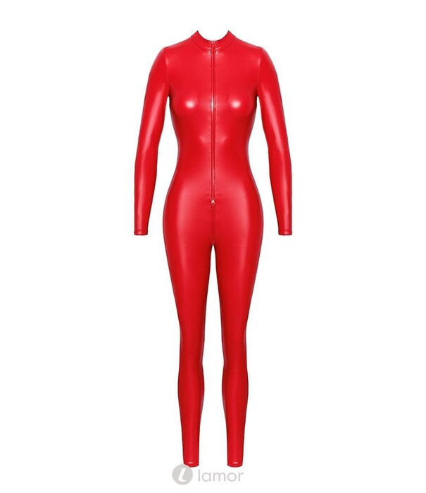 * NOIR handmade Rode wetlook catsuit Chimera met rittsluiting Noir Handmade  Orgia