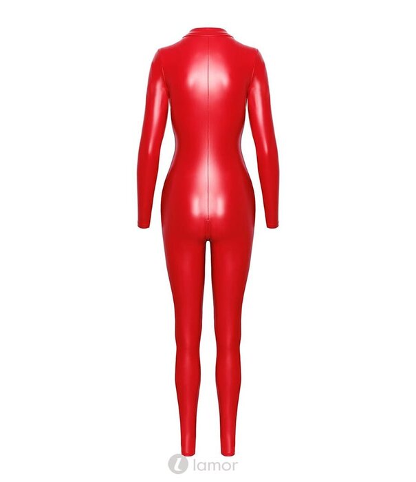 * NOIR handmade Rode wetlook catsuit Chimera met rittsluiting Noir Handmade  Orgia