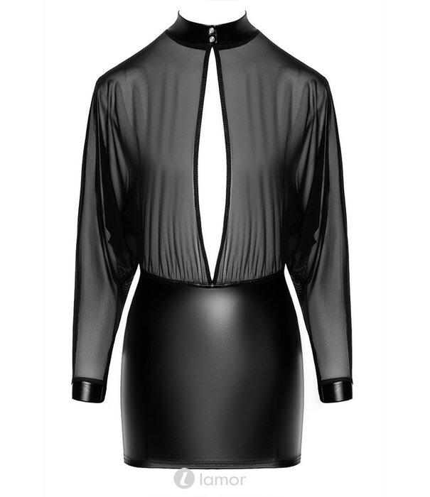 * NOIR handmade Wetlook mini jurkje met tule Opium  van Noir Handmade Orgie Collection