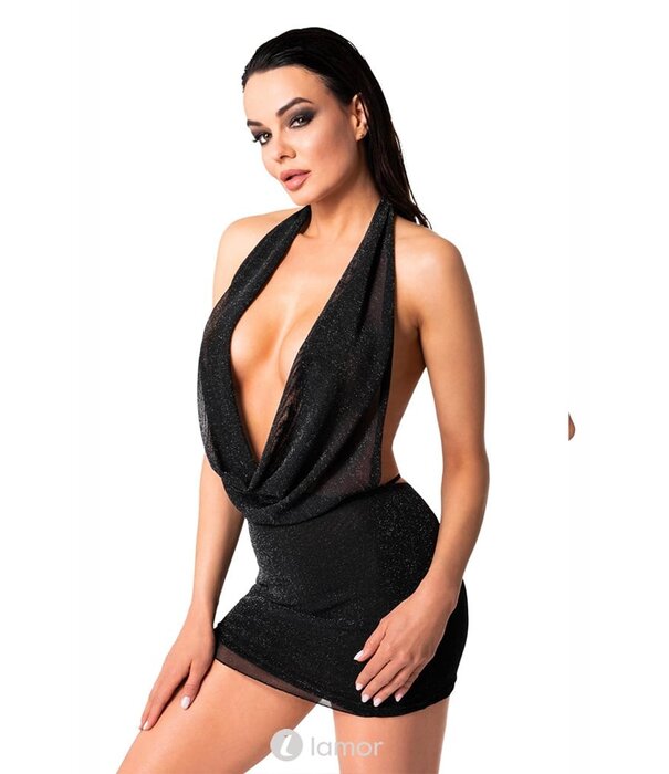 * NOIR handmade Mini jurk met waterval kraag van  Noir Handmade Orgia