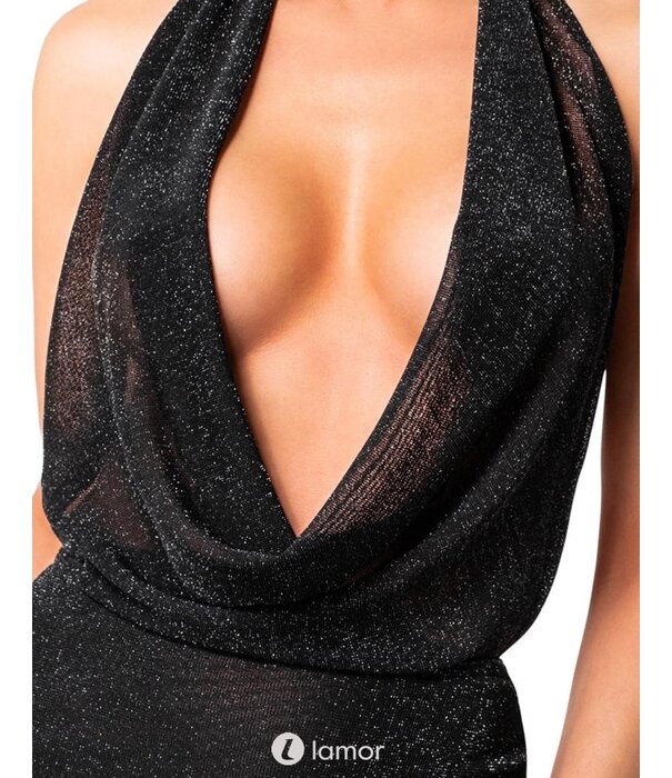 * NOIR handmade Mini jurk met waterval kraag van  Noir Handmade Orgia