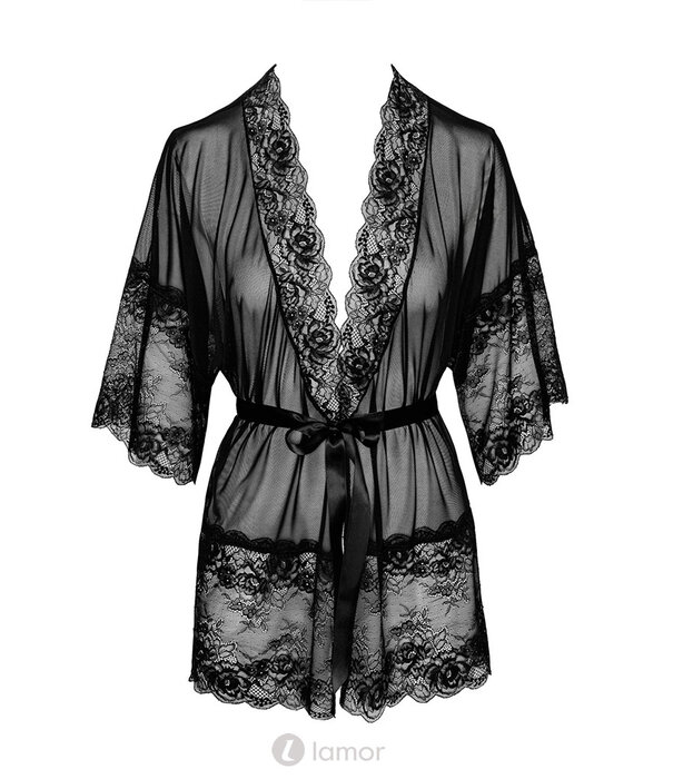 * KISSABLE VAN NOIR HANDMADE Sexy Kimono van hoogwaardig kant en tule van het merk Kissable