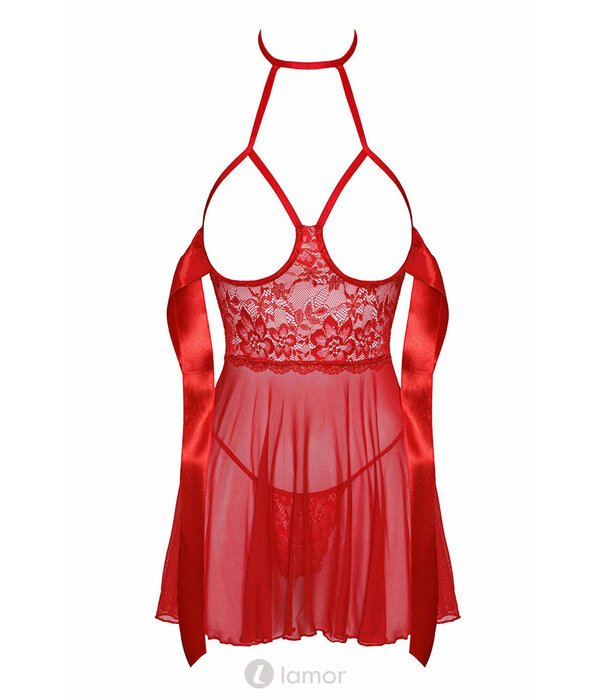 * KISSABLE VAN NOIR HANDMADE Sexy babydoll van tule met hoogwaardig kant van het merk Kissable