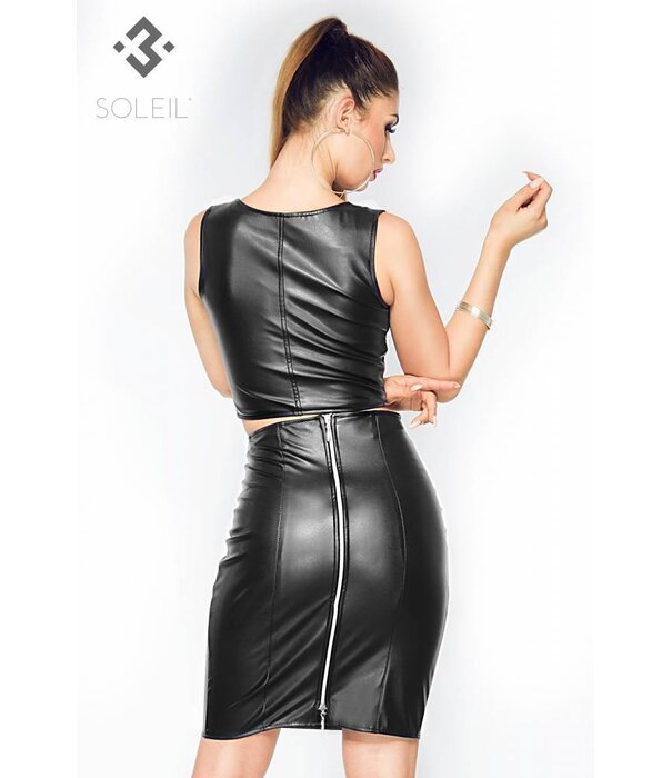 * SOLEIL  by XXX COLLECTION Eco leren kokerrok met lange rits op achterzijde.