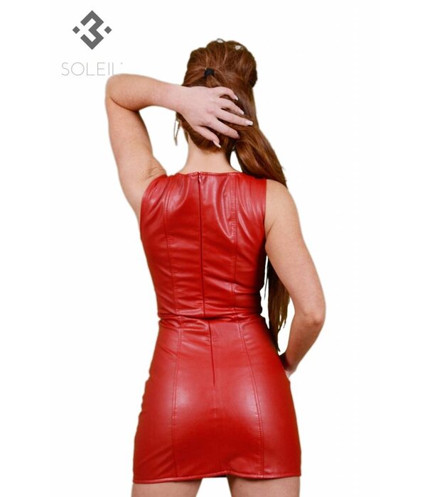 * SOLEIL  by XXX COLLECTION Soleil rood imitatie leer jurkje