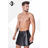 Eco-Leren Rok met mesh aan de voorkant