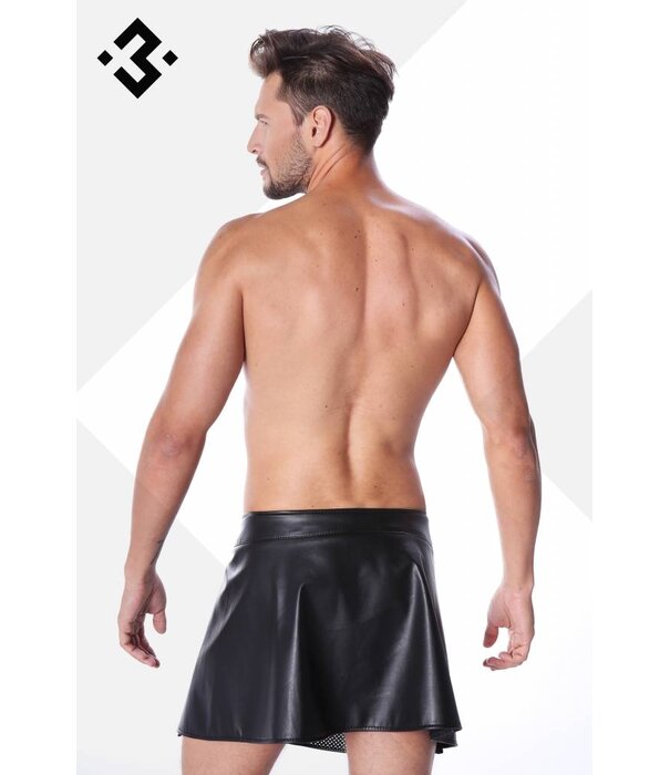 * Code8 by XXX COLLECTION Eco-Leren Rok met mesh aan de voorkant