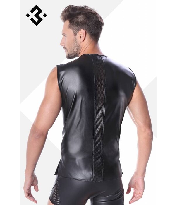 * Code8 by XXX COLLECTION Eco-Leren Shirt met mesh aan voor en achterzijde