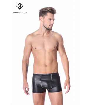 Zwart leren Short met 2 ritsen aan voorzijde (S-3XL-4XL)