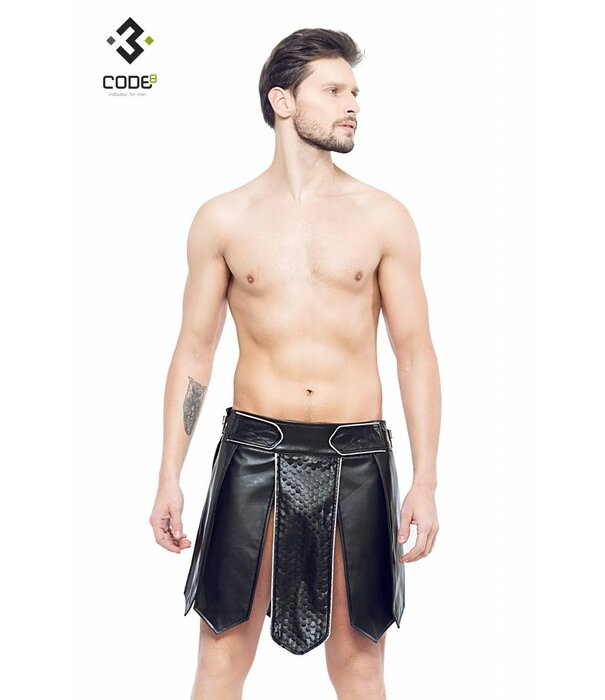 * Code8 by XXX COLLECTION Heren gladiator rok met geschulpt leer, en gekleurde biezen